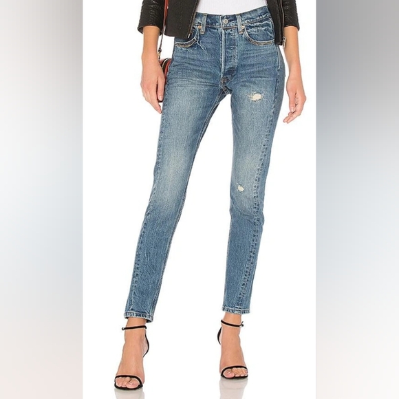 Levis Blue Altered 501 Skinny Jeans In Moody Blues Dize 26 L30 - Picture 5 of 13